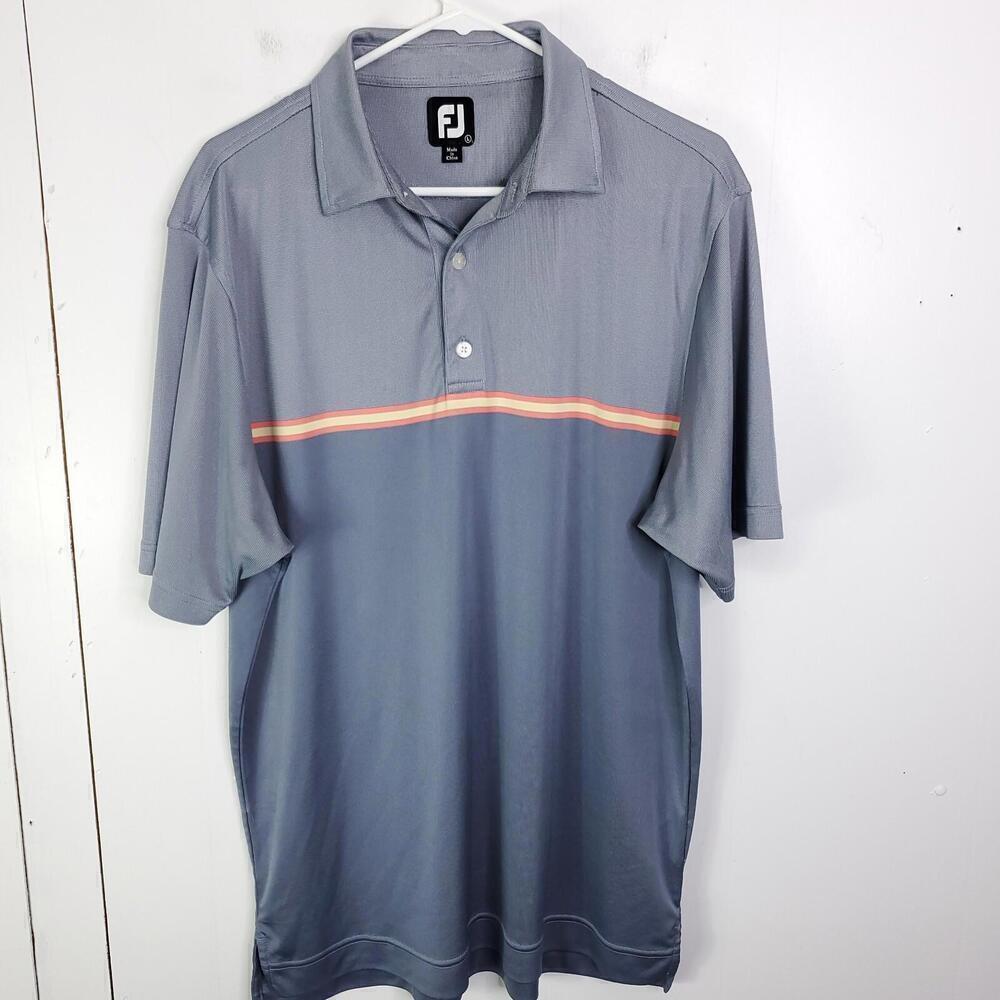 Footjoy Polo Mens L Jacquard Top Colorblock Self Collar Golf Tennis Country Club